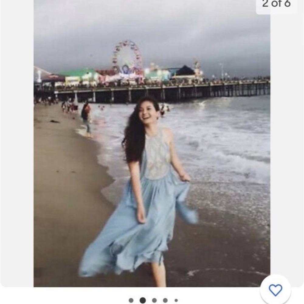 Free People iridescent belle blue maxi gown c-12